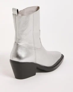 Rayla Leather Stretch Western Cowboy Ankle Boots Wide E Fit