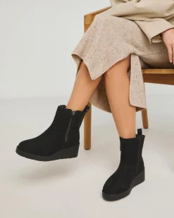 Rene Zip Detail Wedge Ankle Boots Extra Wide EEE Fit