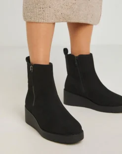 Rene Zip Detail Wedge Ankle Boots Extra Wide EEE Fit