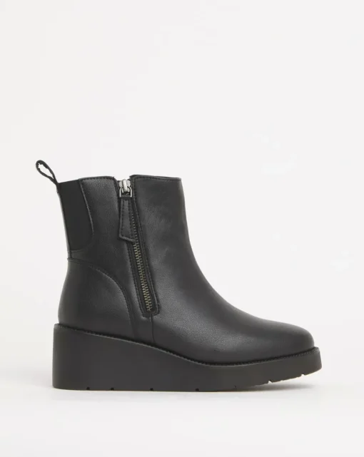 Rene Zip Detail Wedge Ankle Boots Extra Wide EEE Fit