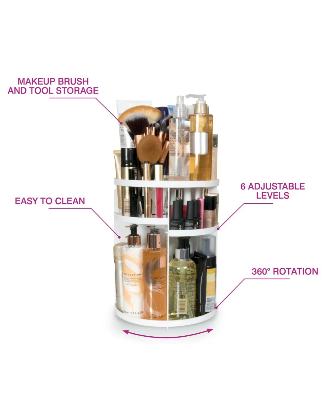 Rio Cosmetic & Brush 360 Degree Storage Carousel