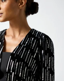 Ro&Zo Black Embellished Velvet Jacket