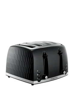 Russell Hobbs 26071 Textured Honeycomb Black 4 Slice Toaster
