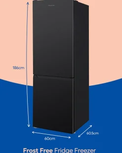 Russell Hobbs RH186FFF60B Frost Free Fridge Freezer - Black- E Rated 186 CM