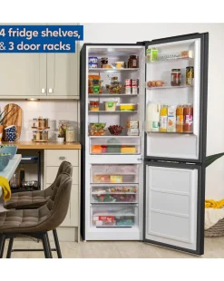 Russell Hobbs RH186FFF60B Frost Free Fridge Freezer - Black- E Rated 186 CM