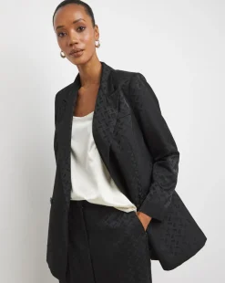 Satin Jacquard Double Breasted Blazer