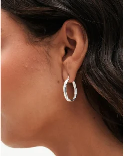 Simply Silver 925 Textured Woven Hoops