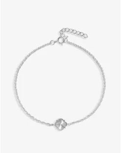 Simply Silver Sterling Silver 925 Cubic Zirconia Diamond Cut Clover Bracelet