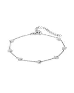 Simply Silver Sterling Silver 925 Polished Heart Station Bracelet