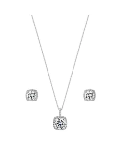 Simply Silver Sterling Silver 925 Square Matching Jewellery Set - Gift Boxed