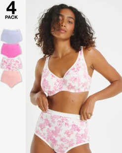 Slimma 4 Pack Full Brief Knickers Pastel Floral