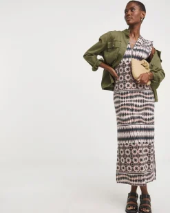 Soft Touch Jersey Midi Dress With Zip Front