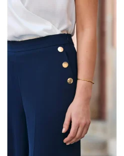 Sosandar Button Detail Wide Leg Trouser