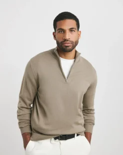 Stone Cotton 1/4 Zip Funnel Neck