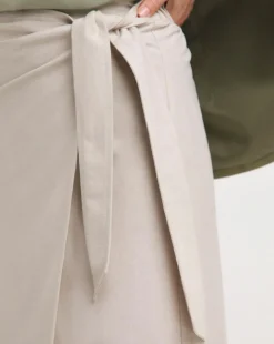 Stone Linen Mix Midi Wrap Skirt