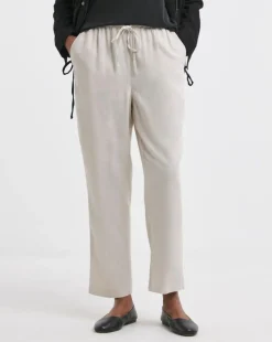 Stone Linen Mix Tapered Trouser
