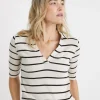 Stripe Collared Button Top