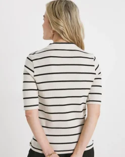 Stripe Collared Button Top