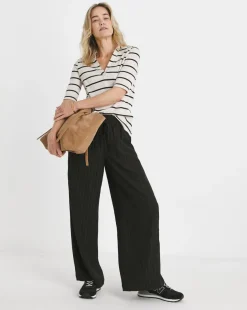 Stripe Collared Button Top