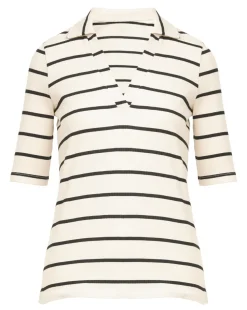 Stripe Collared Button Top