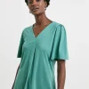 Teal V Neck Angel Sleeve Top