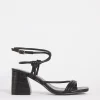 Tensey Strappy Ankle Block Heeled Sandals Ex Wide Fit