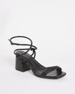 Tensey Strappy Ankle Block Heeled Sandals Ex Wide Fit
