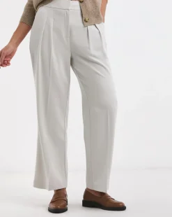 Textured Pleated Wide Leg Trousers