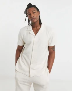 Textured Revere Collar Jersey Shirt