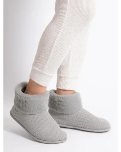 totes Ladies Knit Boot Slippers