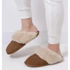 totes Ladies Real Suede Mule with Fur Cuff
