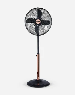 Tower 16 Inch Cavaletto Metal Black and Rose Gold Stand Fan