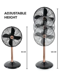 Tower 16 Inch Cavaletto Metal Black and Rose Gold Stand Fan