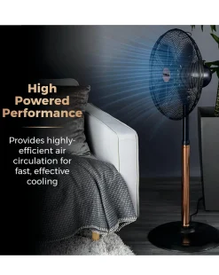 Tower 16 Inch Cavaletto Metal Black and Rose Gold Stand Fan