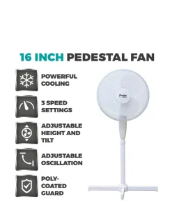 Tower 16 Inch Oscillating White Stand Fan