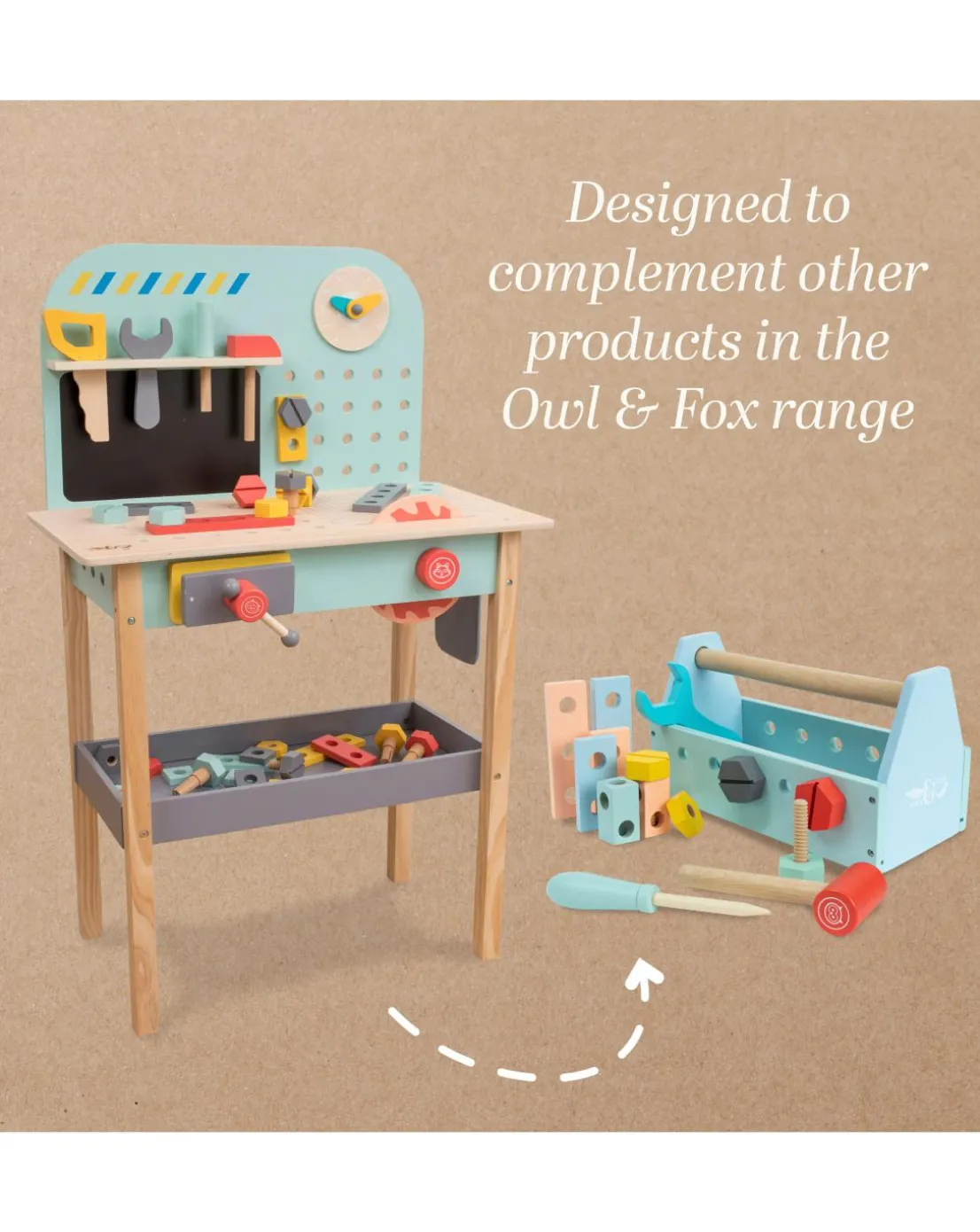 TP Owl & Fox Wooden Toolbox