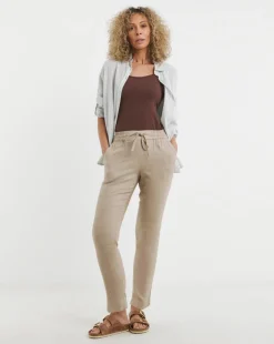 Truffle Linen Mix Tapered Trousers