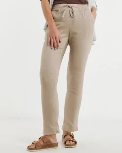 Truffle Linen Mix Tapered Trousers