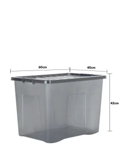 Wham Crystal Smoke Grey 80L Box and Lid 4PK