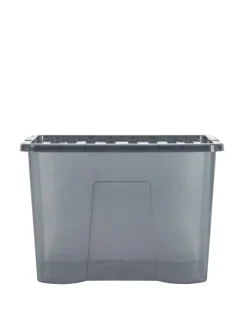 Wham Crystal Smoke Grey 80L Box and Lid 4PK