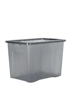 Wham Crystal Smoke Grey 80L Box and Lid 4PK