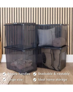 Wham Crystal Smoke Grey 80L Box and Lid 4PK