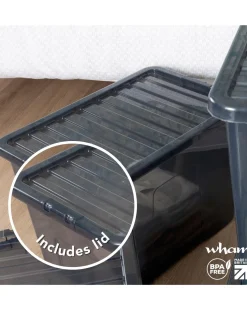 Wham Crystal Smoke Grey 80L Box and Lid 4PK