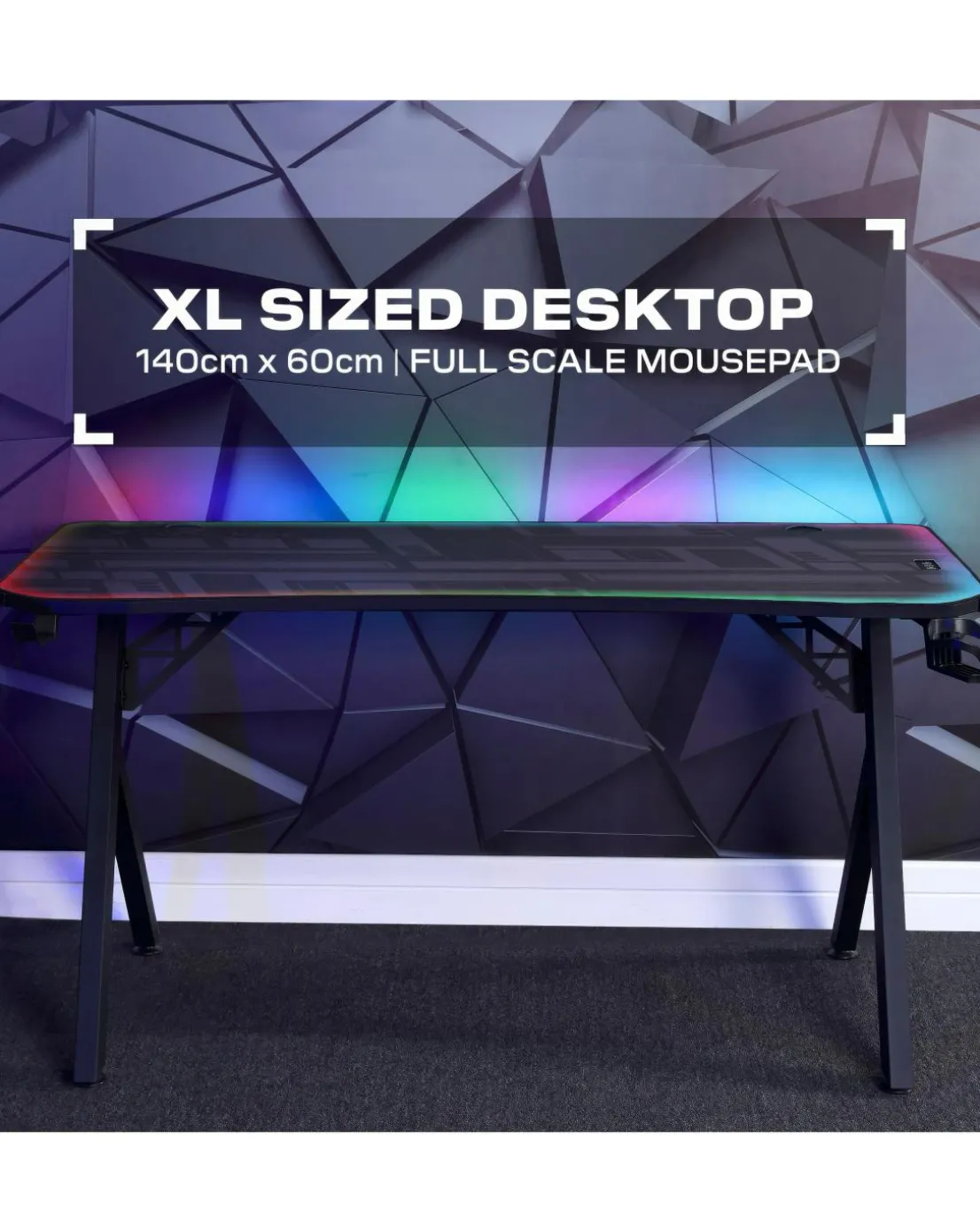 X Rocker Lumio XL Gaming Desk with 3 Sided App-Controlled LED Lighting