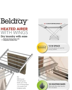 Beldray EH1156 12m Winged Electric Heated Clothes Airer
