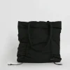 Black Ruched Detail Nylon Tote Bag