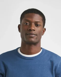 Blue Cotton Crew Neck Jumper