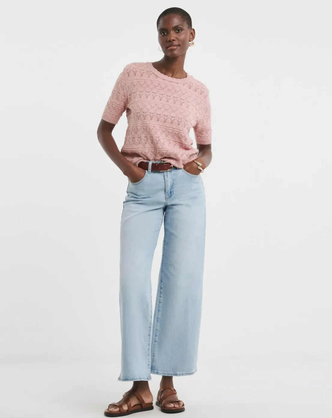 Blush Crochet Short Sleeve Jumper