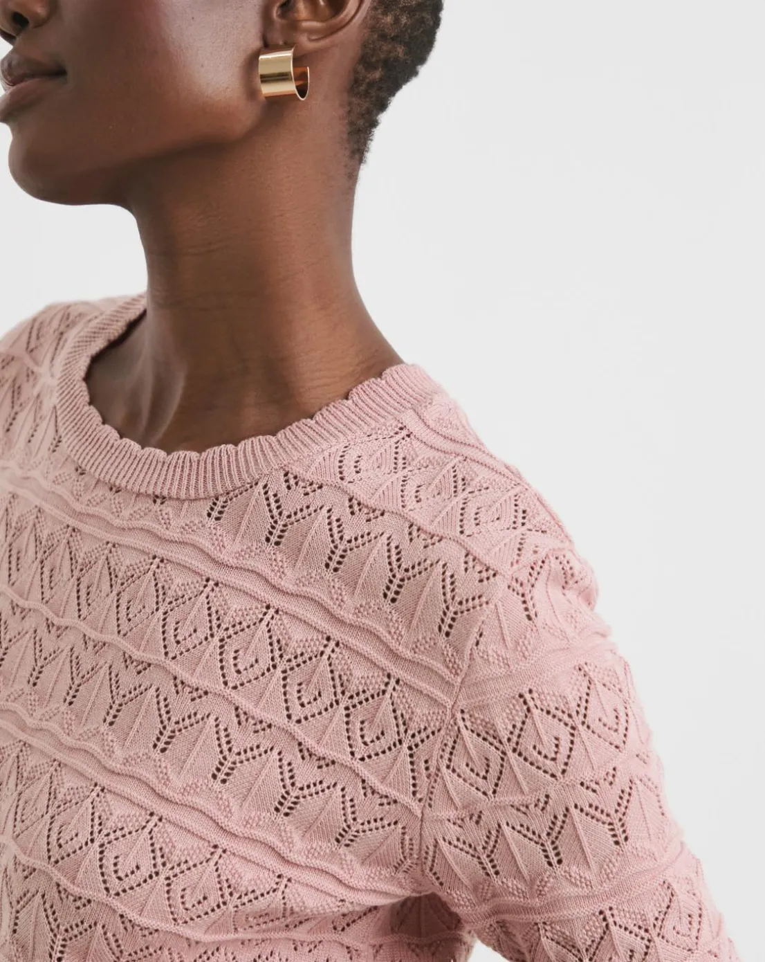 Blush Crochet Short Sleeve Jumper