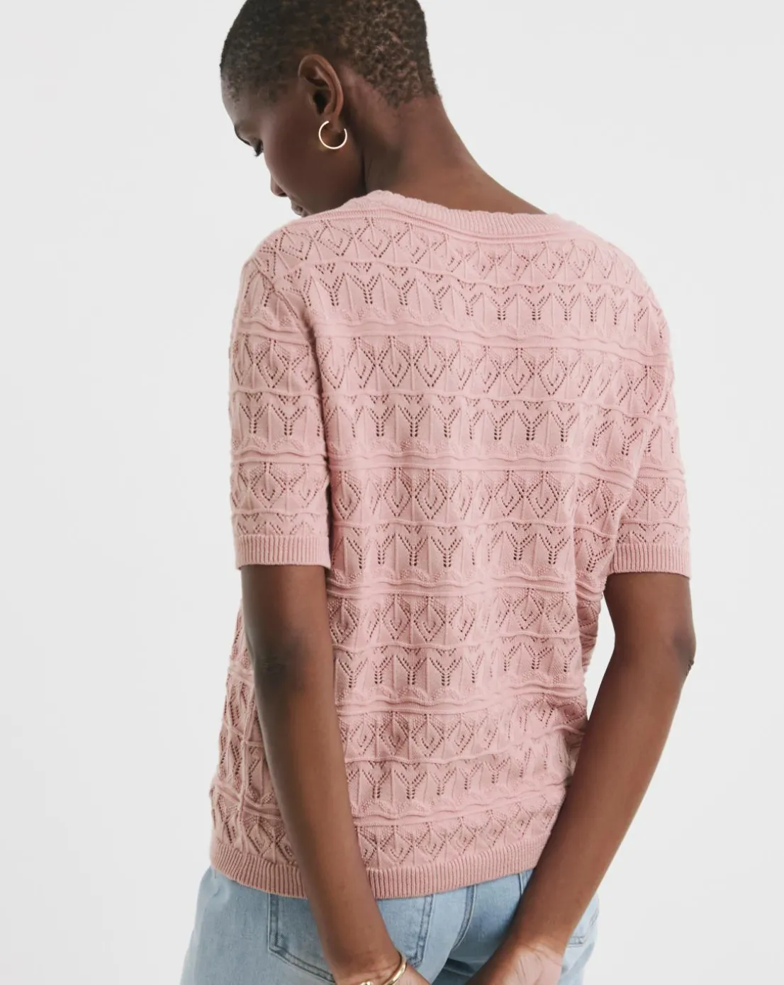 Blush Crochet Short Sleeve Jumper